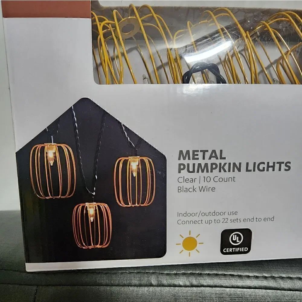 Halloween/Fall Pumpkin Light Strand 10 Metal Wire Pumpkin Decorative Lights